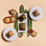 [Early Bird-Up to 25% Off] Glutinous Rice Dumpling with Conpoy, Pork Belly, Red Bean & Spicy Termite Mushroom + Glutinous Rice Dumpling with Peanuts, Pelted Wheat, Lotus Seed Paste & Osmanthus + Oriental Red Tea